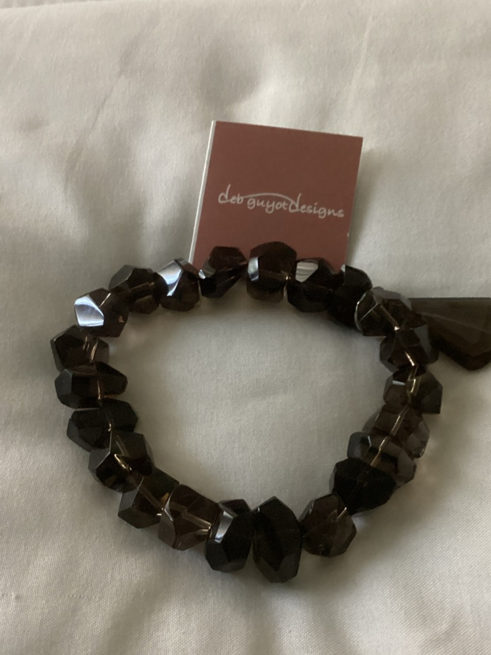 Smoky Crystal Stretch Bracelet - Dark Brown